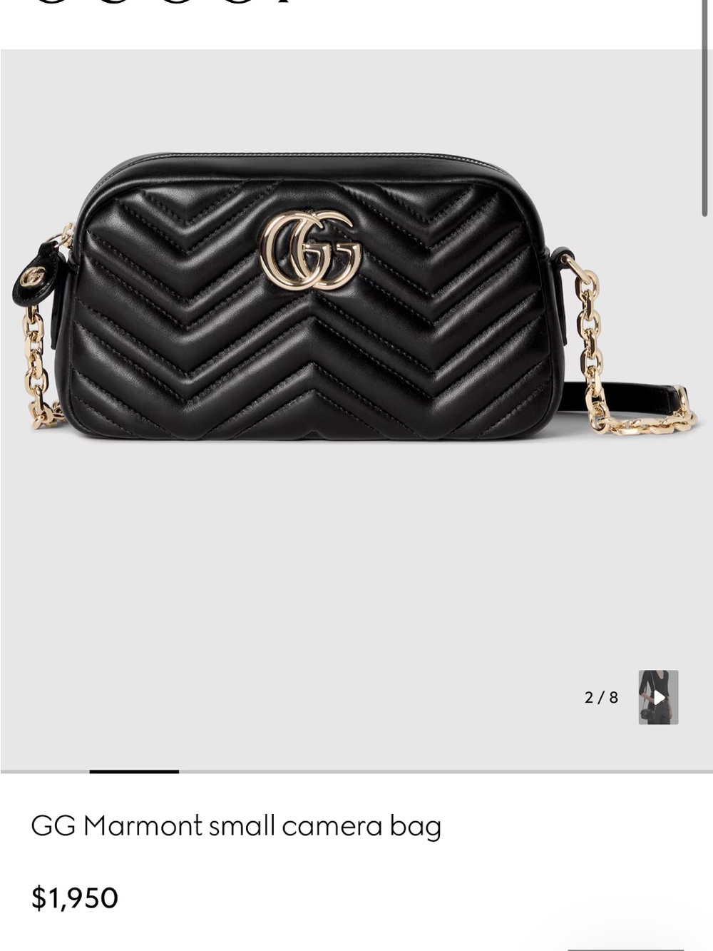 Gucci Black Chevron Leather Crossbody with Gold GG Hardware - Picture 4 of 5